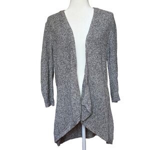 Eileen Fisher Gray Marled Linen blend open Cardigan Women’s M old money coastal